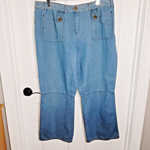 Vintage Forenza Jeans Womans 20 Blue Wide Leg Tab Patch Pockets Retro Boho 70s